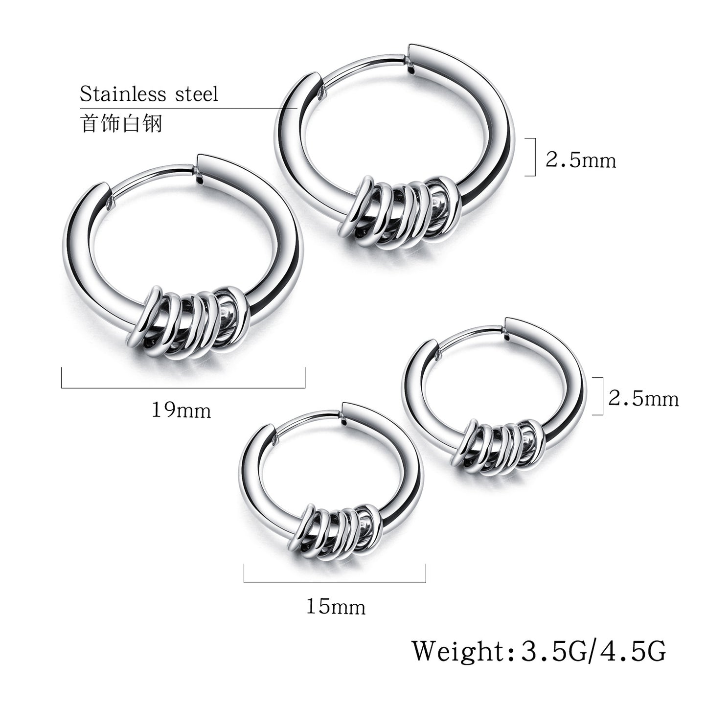 Titanium steel earrings stainless steel Joker personality hipster hoops earrings jewelry