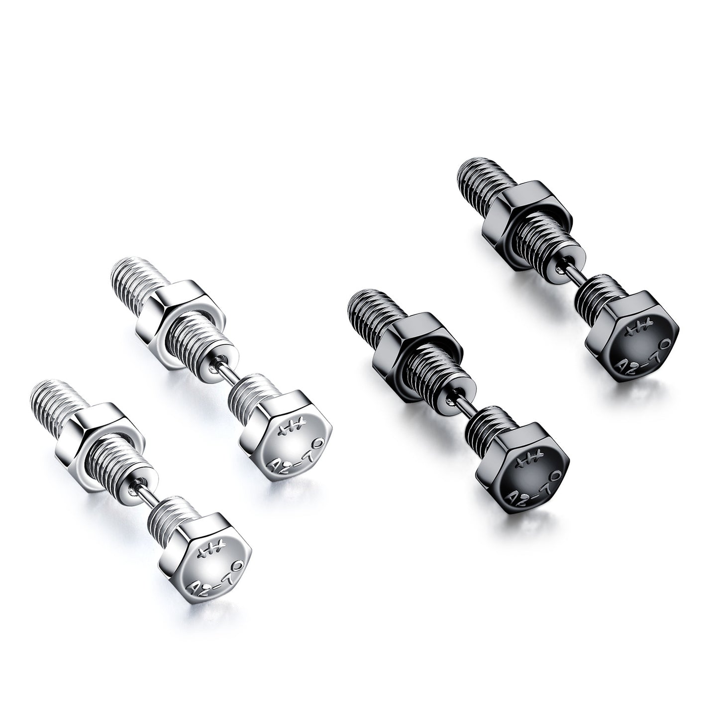 Screw stud earrings Exaggerated titanium steel Men's and women's earrings