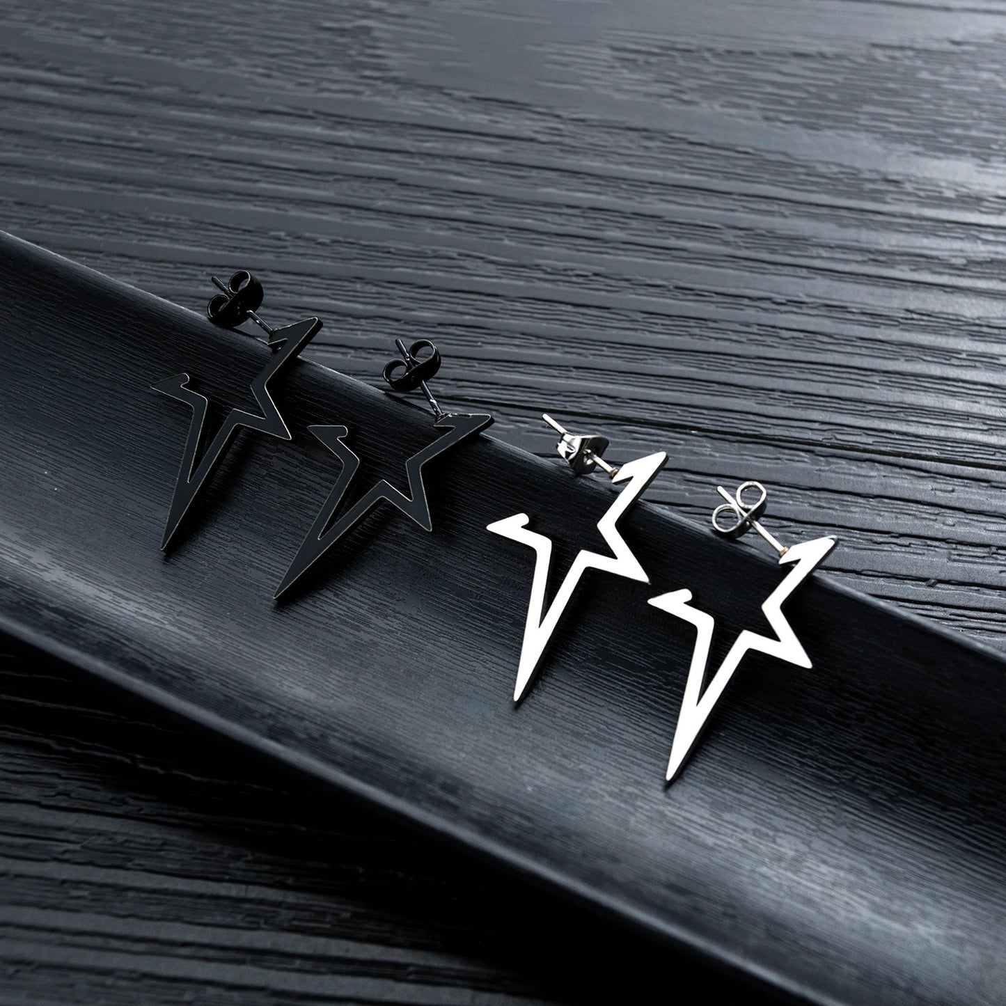 Cojoy vintage jewelry fashion pentagram titanium steel men's and women's stud earrings street hip hop trend star hoops