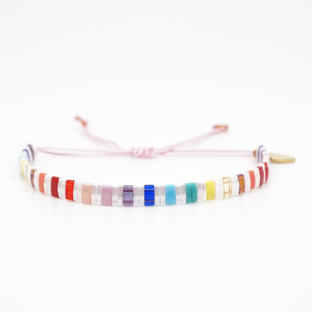 Fashion online celebrity hand-woven rainbow beaded lady bracelets jewelry