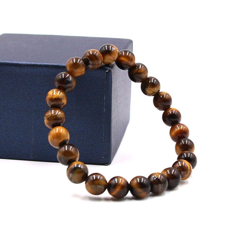 Natural blue, gold, red, tiger's eye bracelet, semi-precious stone beads jewelry men's fashion bracelet