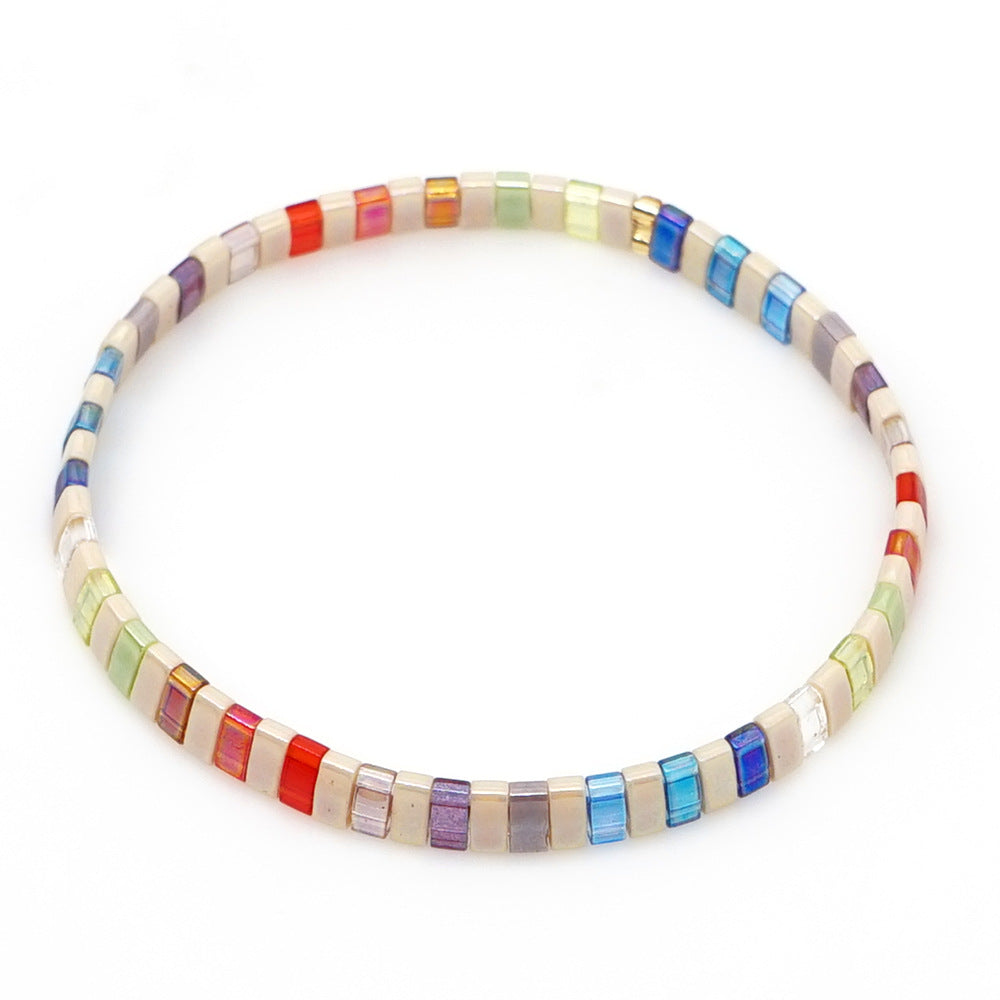 Fashion online celebrity hand-woven rainbow beaded lady bracelets jewelry