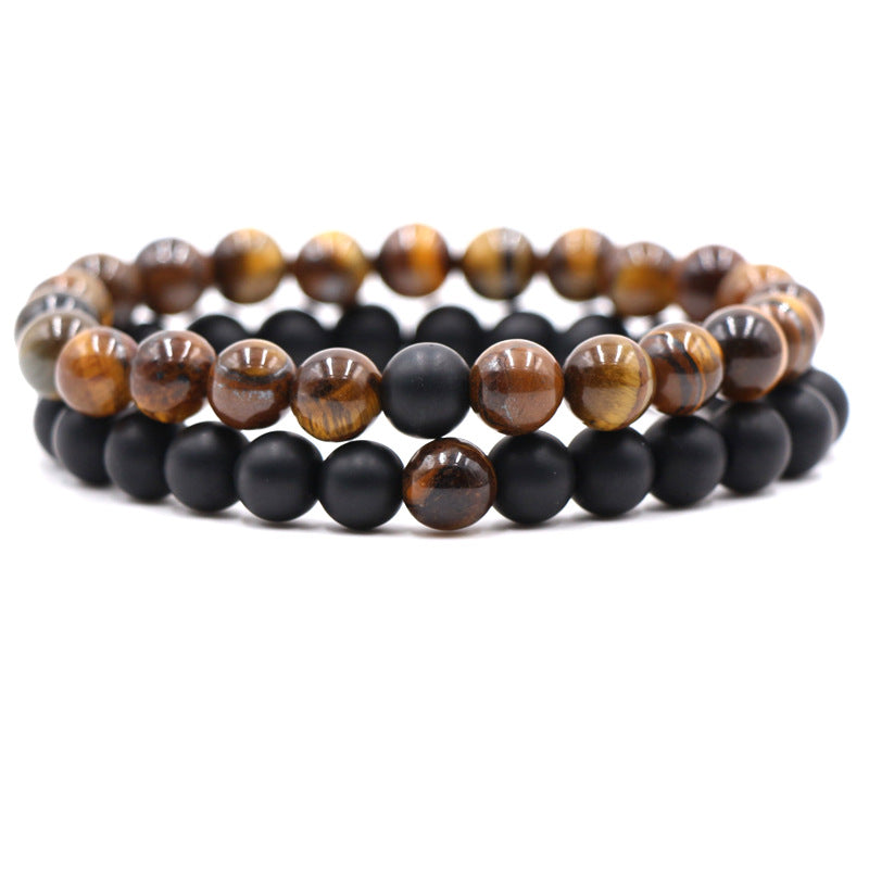 Popular styles frosted stone, tiger's eye stretch wire bracelet, natural stone set bracelet