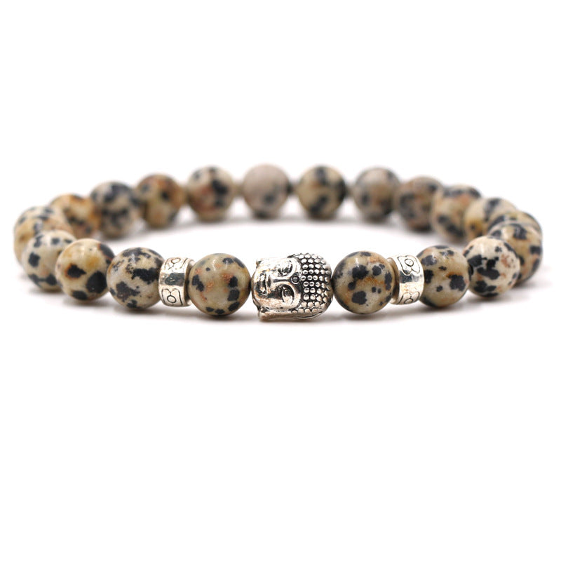 Best selling 8MM volcanic stone tiger eye beads bracelet silver color Buddha elastic bracelet