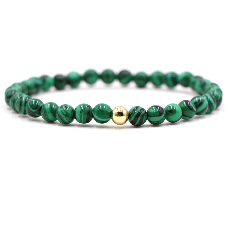 New Bracelet 6mm Natural Stone Tiger Eye Stone Malachite Men's and Women's Single Loop Versatile Bracelet