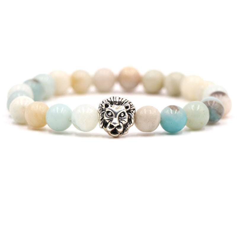 Popular Fashion Natural Stone Volcano Stone Tiger Eye Stone Lion Head Buddha Bead Bracelet