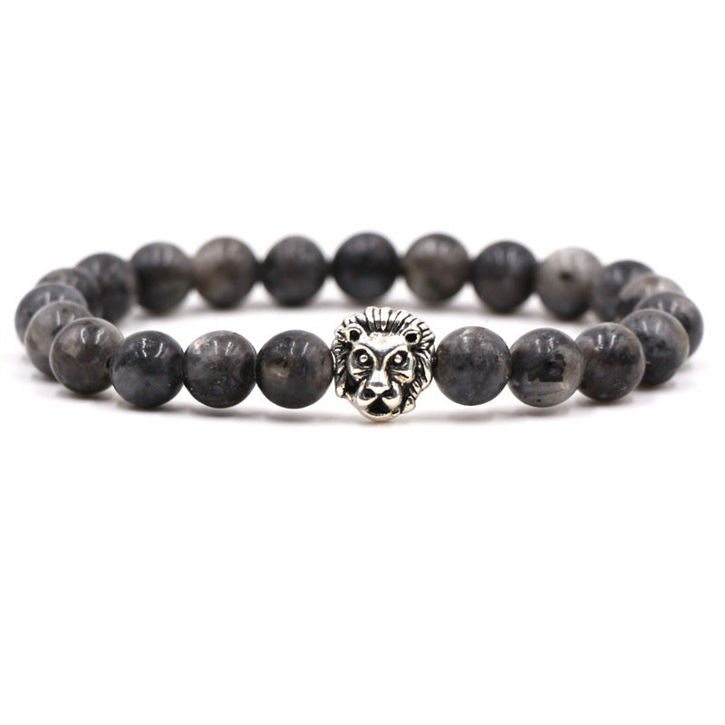 Popular Fashion Natural Stone Volcano Stone Tiger Eye Stone Lion Head Buddha Bead Bracelet