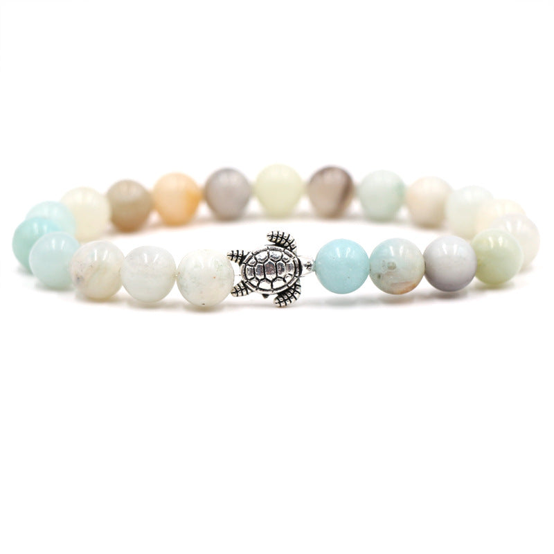 New Green Turquoise Turtle Volcano Stone White Turquoise Multiple Natural Stone Men's and Women's Elastic Bracelets