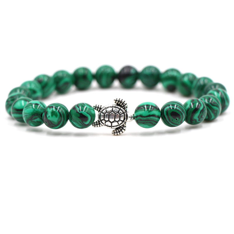 New Green Turquoise Turtle Volcano Stone White Turquoise Multiple Natural Stone Men's and Women's Elastic Bracelets