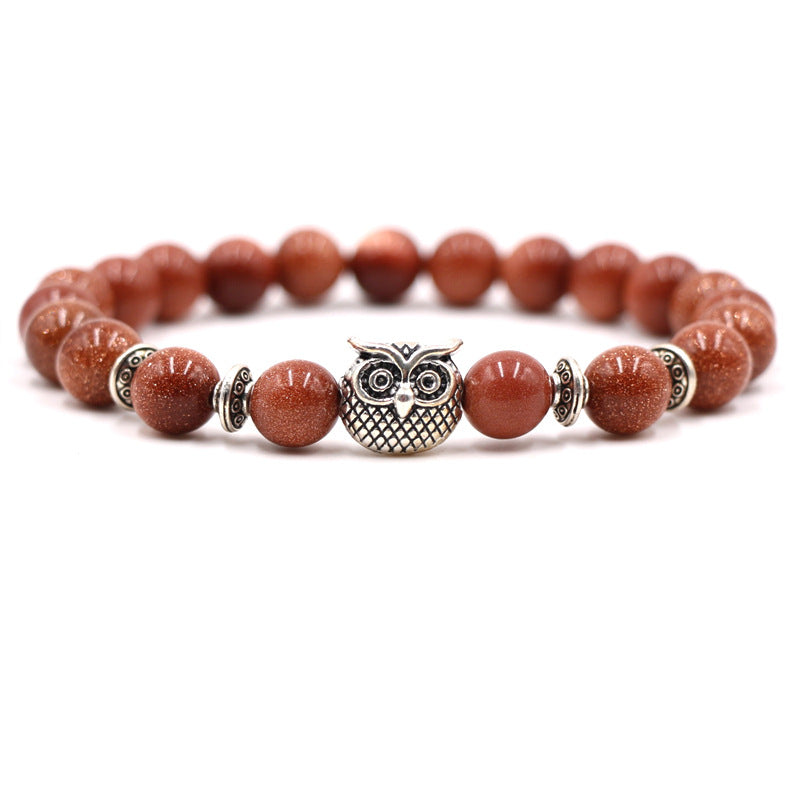 Volcanic white turquoise owl stone bracelet single bead bracelet