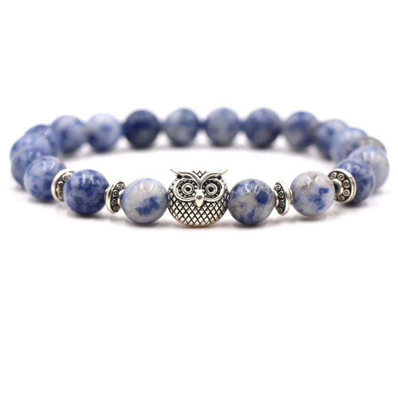 Volcanic white turquoise owl stone bracelet single bead bracelet