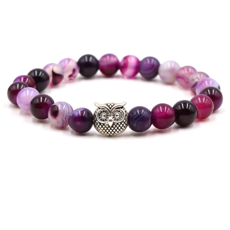 Fashion natural stone volcanic stone tiger eye stone owl Buddha bead bracelet