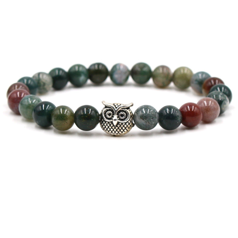 Fashion natural stone volcanic stone tiger eye stone owl Buddha bead bracelet