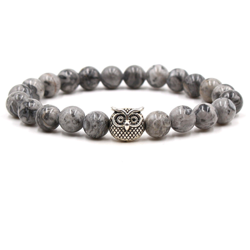 Fashion natural stone volcanic stone tiger eye stone owl Buddha bead bracelet