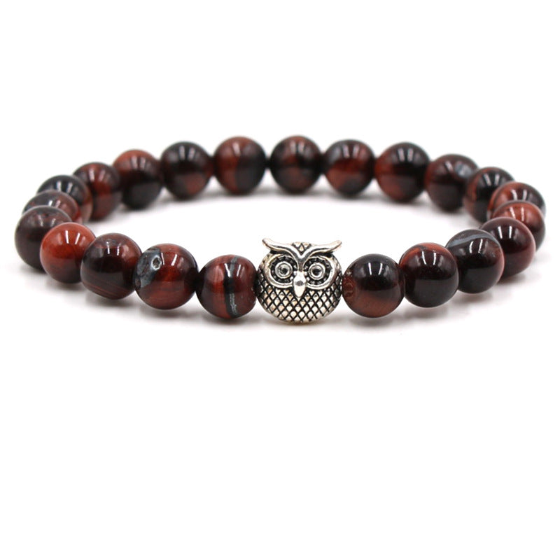 Fashion natural stone volcanic stone tiger eye stone owl Buddha bead bracelet