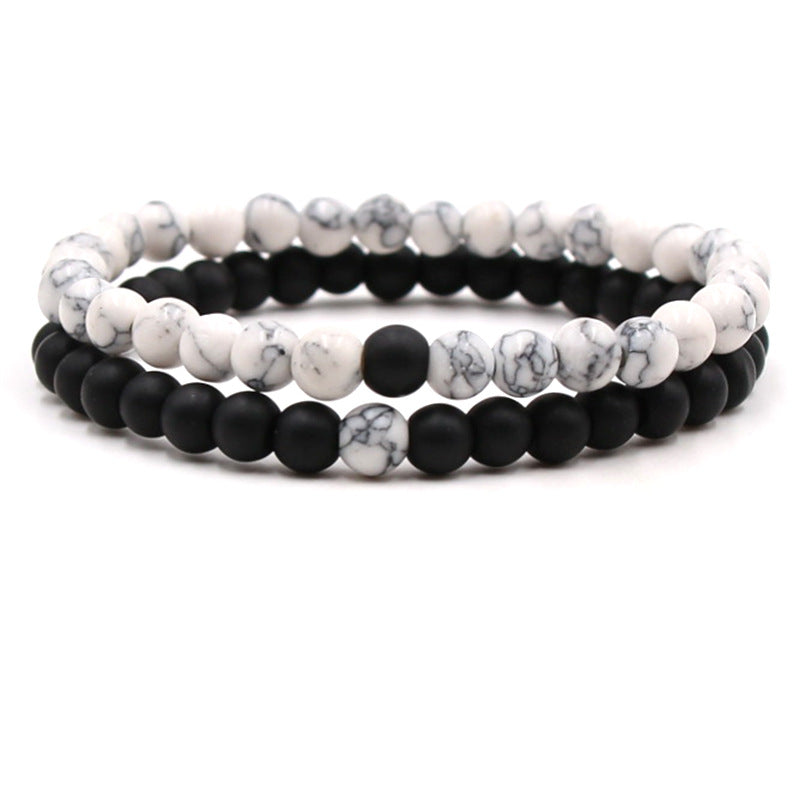 Fashion bracelet 6mm frosted agate beads bracelet set