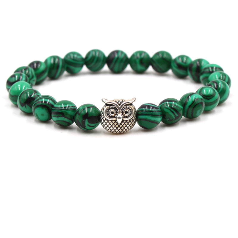 Fashion natural stone volcanic stone tiger eye stone owl Buddha bead bracelet