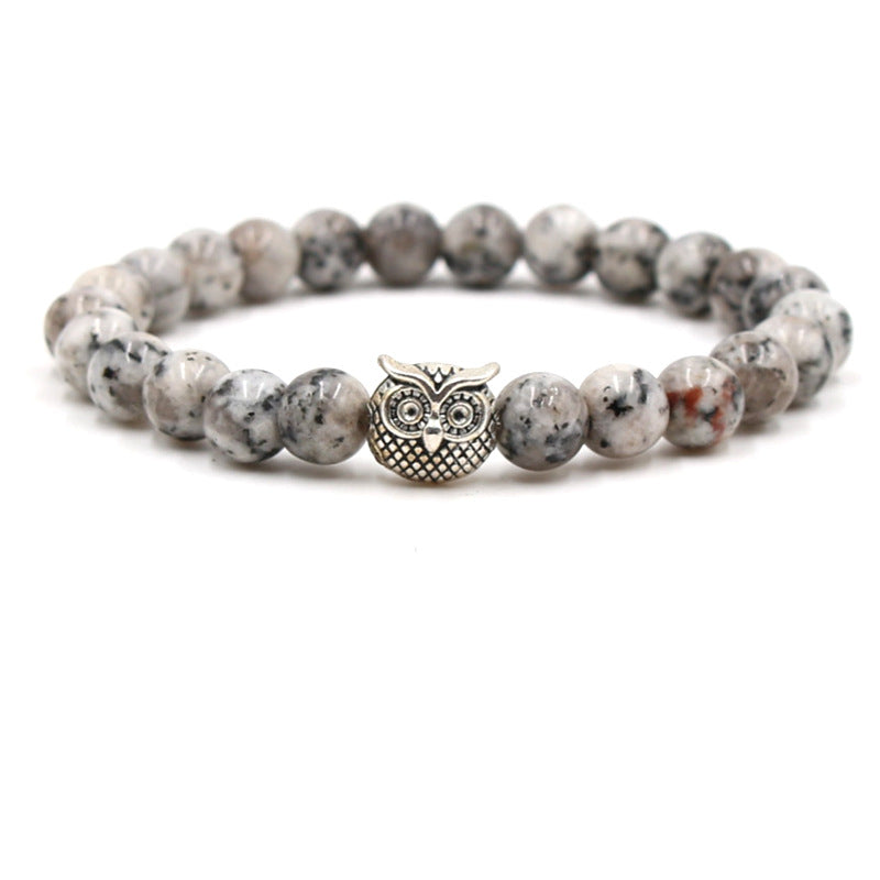 Fashion natural stone volcanic stone tiger eye stone owl Buddha bead bracelet