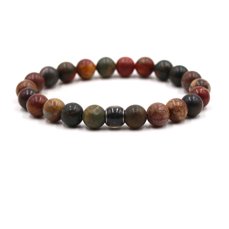 Natural Stone Tiger Eye Volcano Stone White Turquoise Bracelet