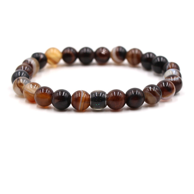 Natural Stone Tiger Eye Volcano Stone White Turquoise Bracelet