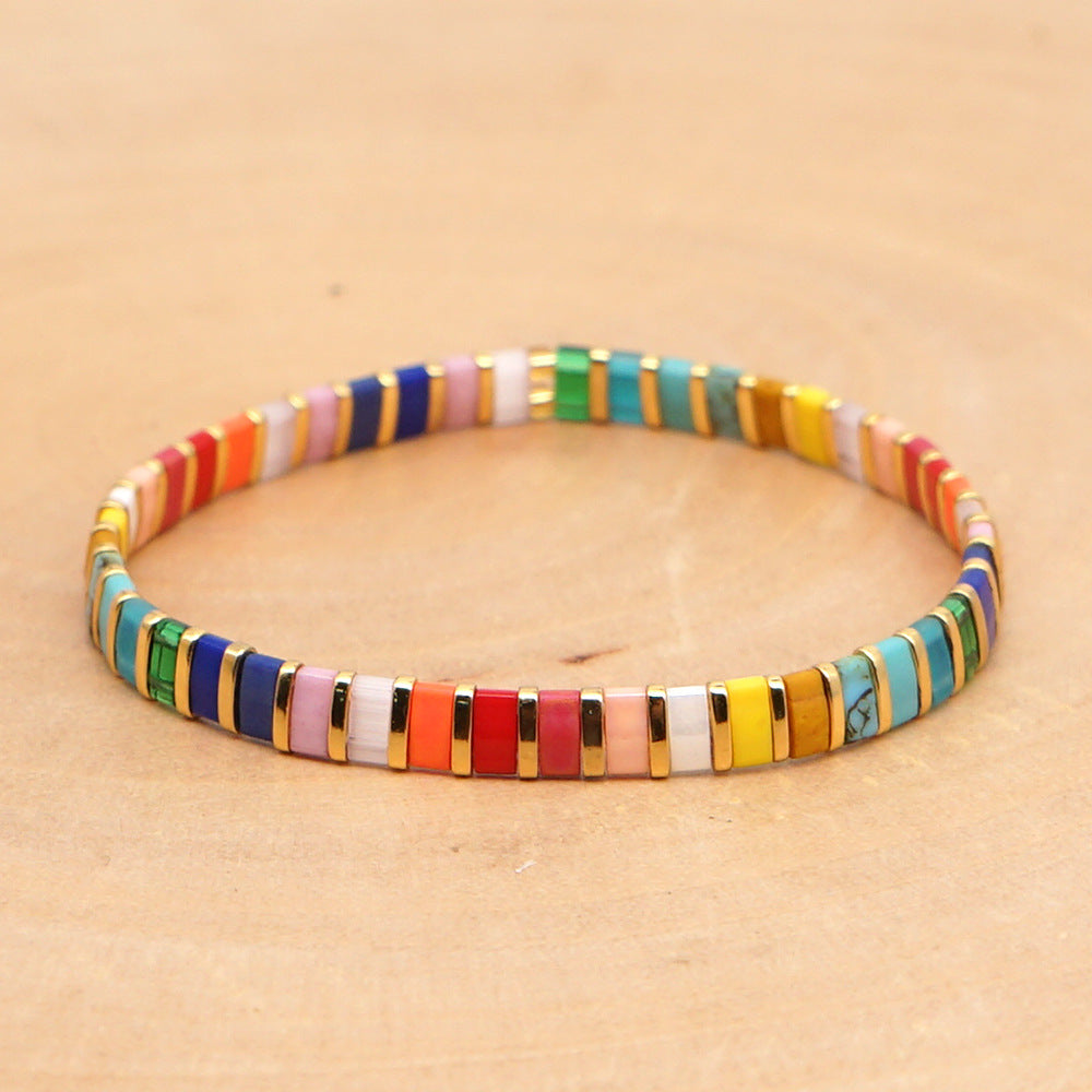 Minimalist ins style 2023 popular beaded jewelry rainbow fashion women's bracelets