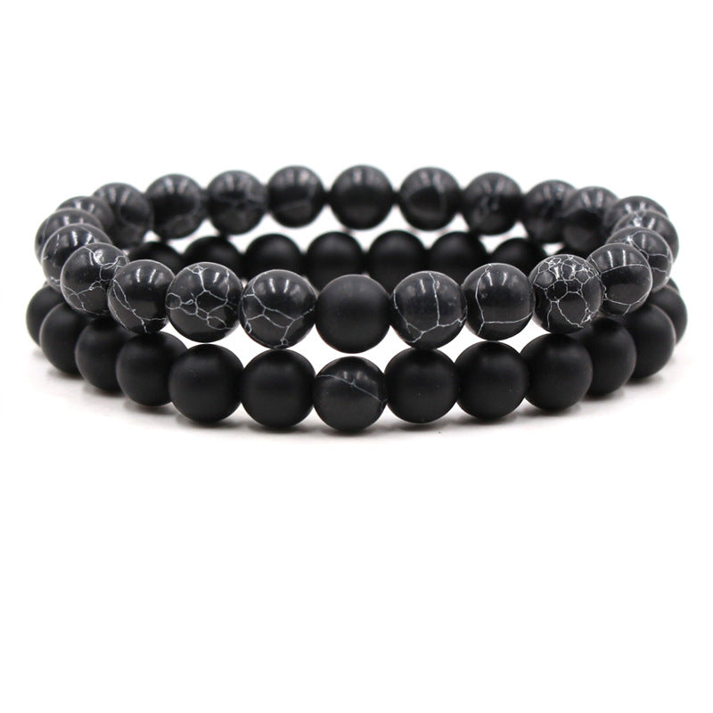 Hot Selling Natural Stone Set Buddha Bead Elastic Bracelet Frosted Stone Bracelet