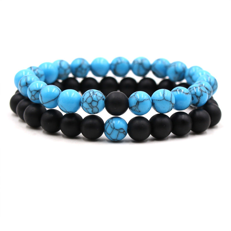 Hot Selling Natural Stone Set Buddha Bead Elastic Bracelet Frosted Stone Bracelet