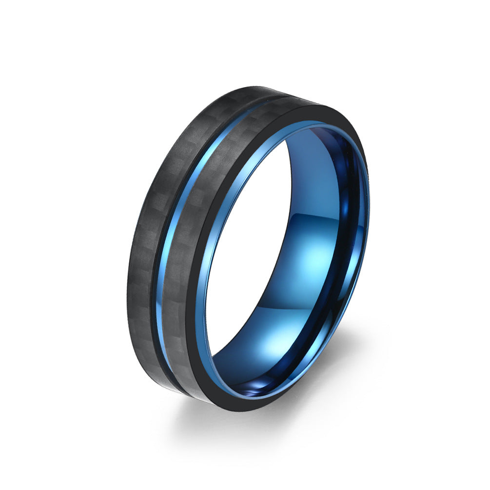 Hot sale original men's stainless steel ring, two-color titanium steel carbon fiber men's ring