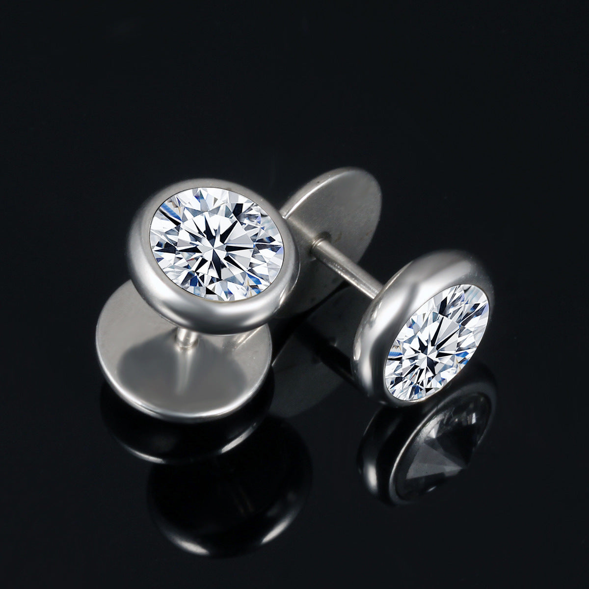 Vintage elegance, round zircon inlay, matching stud earrings, personality accessories