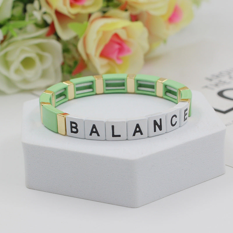 Fashion personalized Enamel Bohemian Letter Elastic Bracelet