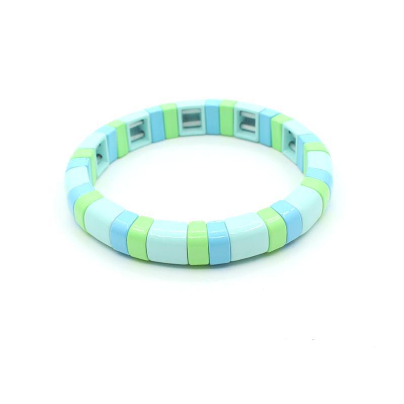 Hot sale enamel rainbow bracelet geometric semicircle beaded bracelet