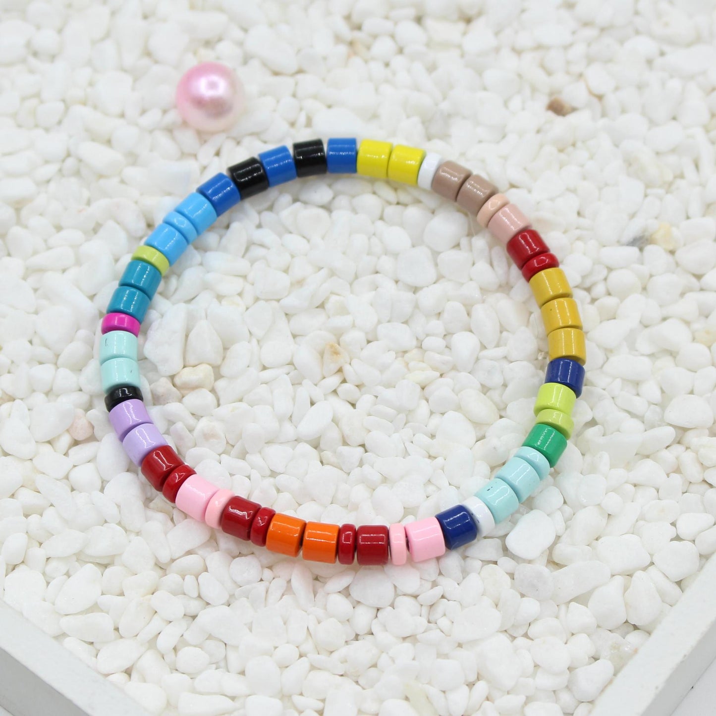 Hot sale rainbow bracelet enamel round beads versatile trendy bracelet