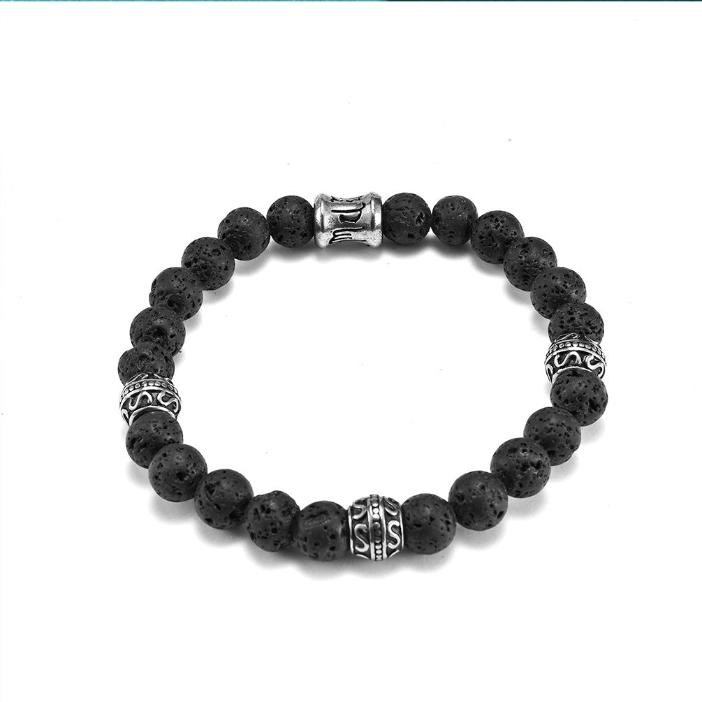 Titanium Steel Natural Stone Men Beaded Retro Style