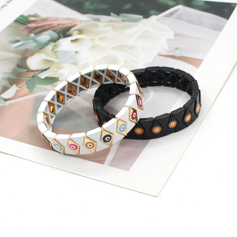 Enamel Bracelets Elastic Devil's Eye Drops Oil Painting Bracelets