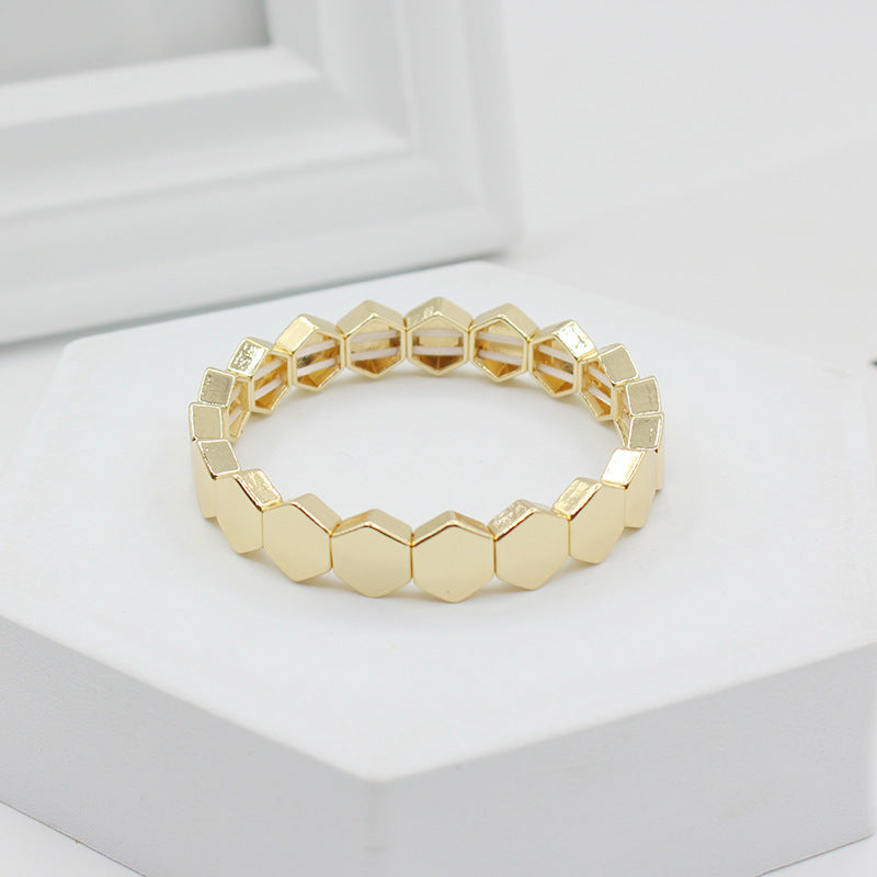 New fashion popular enamel bohemian style hexagonal stretch colorful bracelet