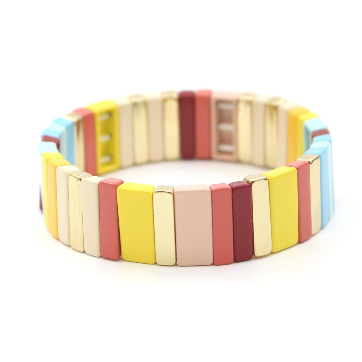 Best selling enamel bracelet geometric rectangle rainbow beaded bracelet.