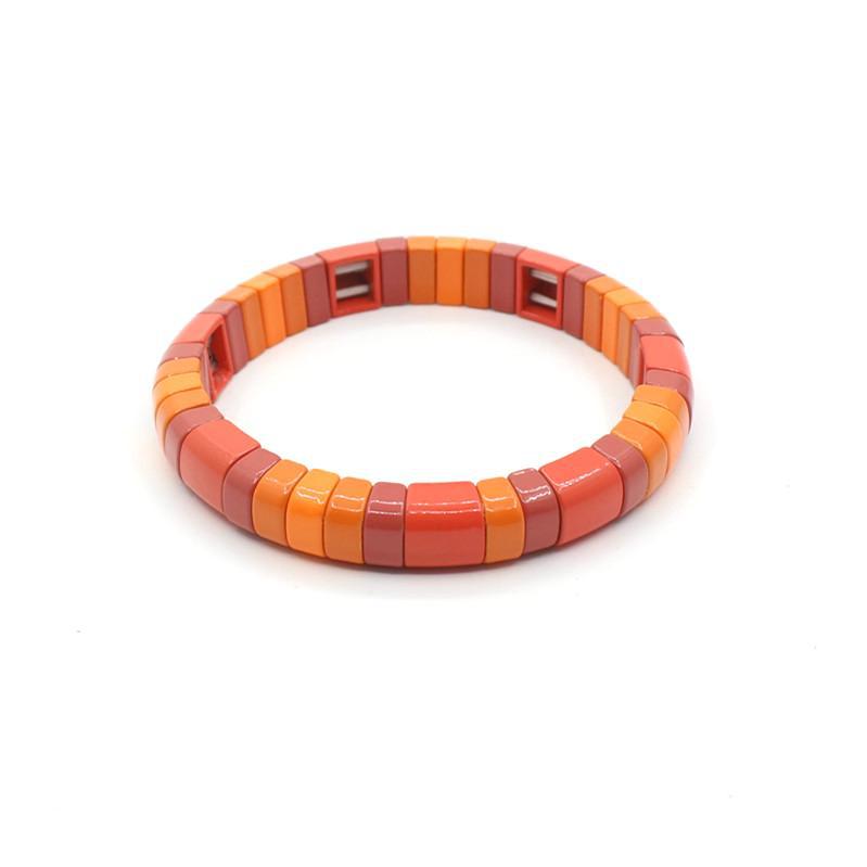 Hot sale enamel rainbow bracelet geometric semicircle beaded bracelet