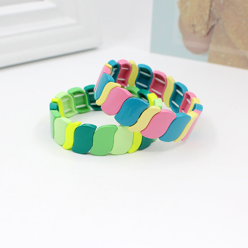 Customized New Style with Irregular and Exaggerated Geometric Rainbow Bracelets