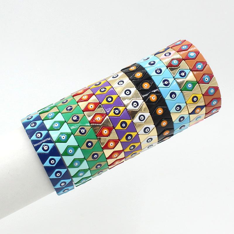 Enamel Bracelets Elastic Devil's Eye Drops Oil Painting Bracelets