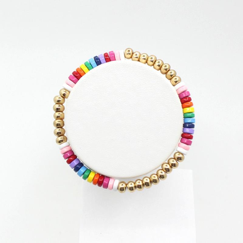 Enamel bracelet Bohemian tube disc Rainbow elastic ladies bracelet