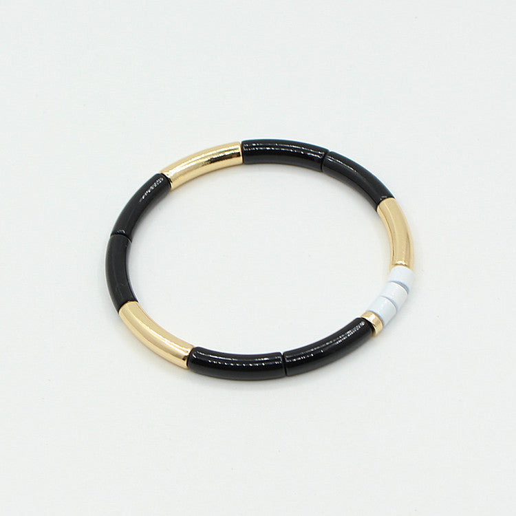 Enamel Bracelet Bohemian Bamboo Rainbow Elastic Women's Bracelet