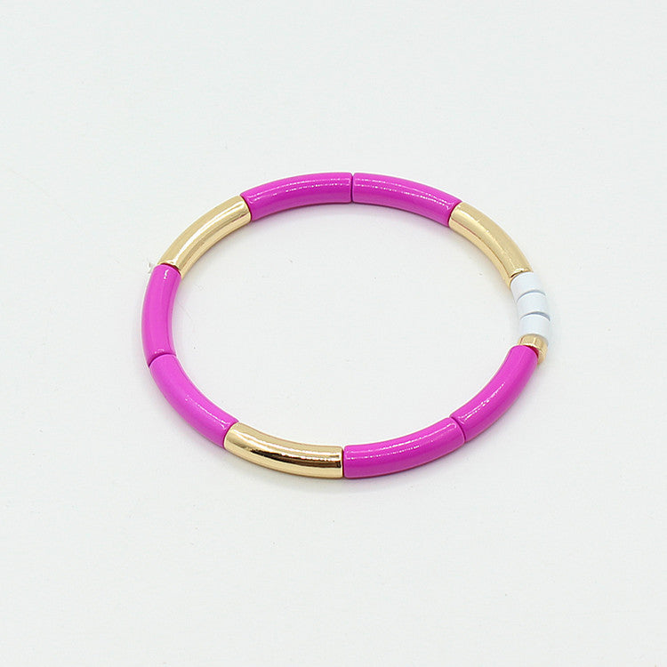 Enamel Bracelet Bohemian Bamboo Rainbow Elastic Women's Bracelet