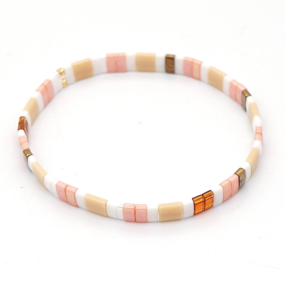 Minimalist Art Retro Bohemian Beach Style Tila Beads Popular Hand string Women's Bracelet