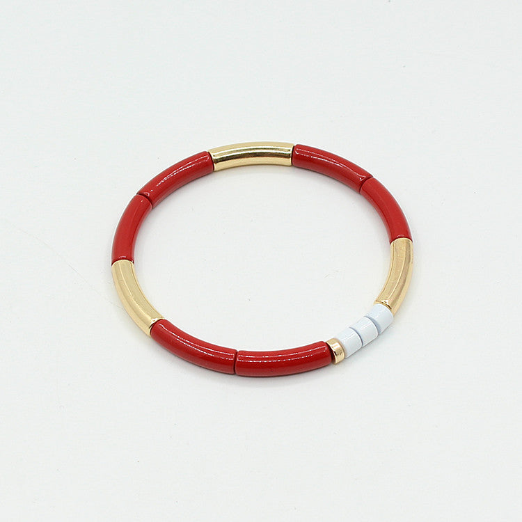 Enamel Bracelet Bohemian Bamboo Rainbow Elastic Women's Bracelet