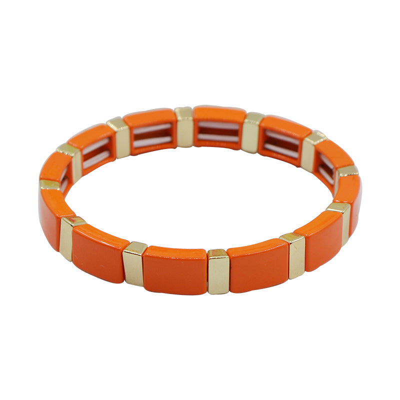 Fashionable and popular enamel Bohemian rectangular elastic bracelet