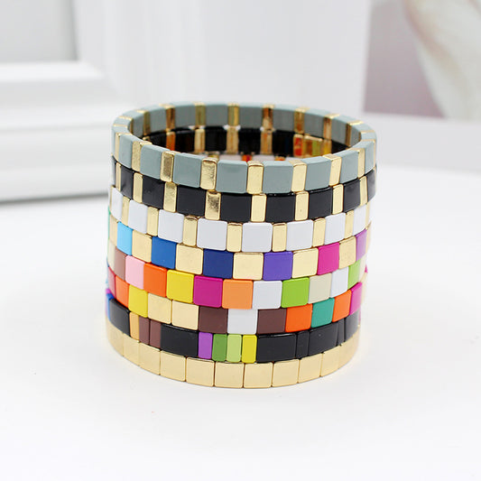 Popular enamel paint Bohemian women's elastic bracelet.