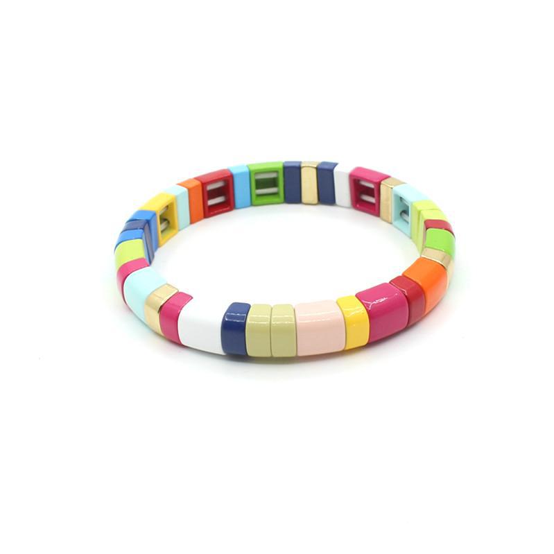 Hot sale enamel rainbow bracelet geometric semicircle beaded bracelet