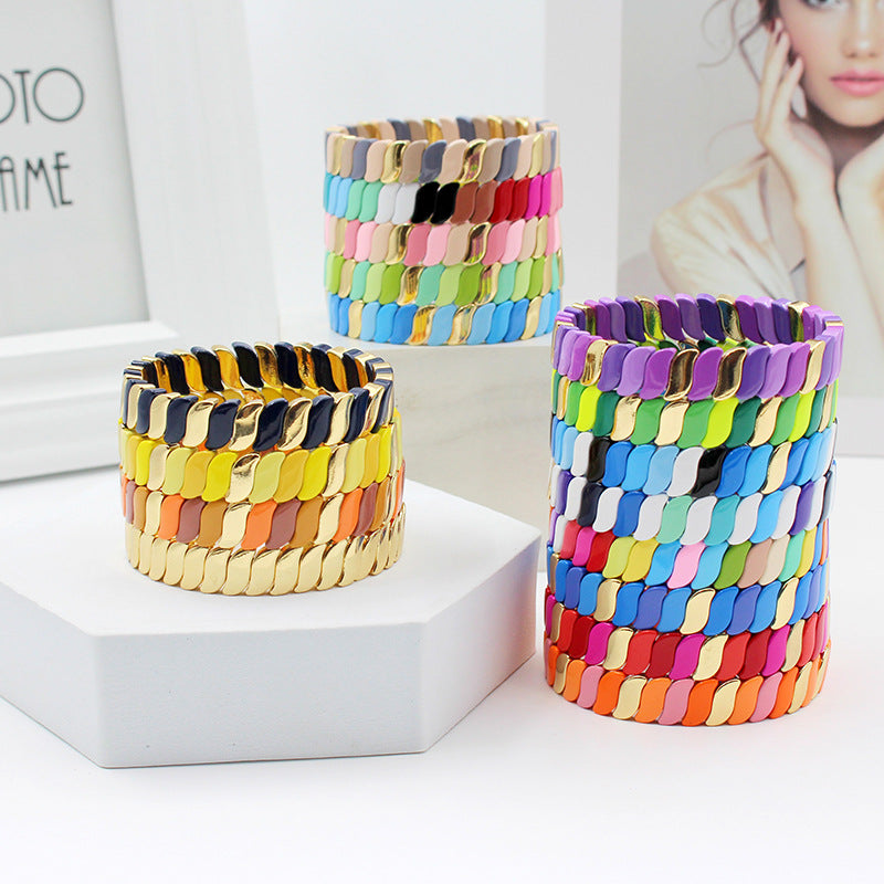 New hot selling irregular enamel bohemian style color bracelet