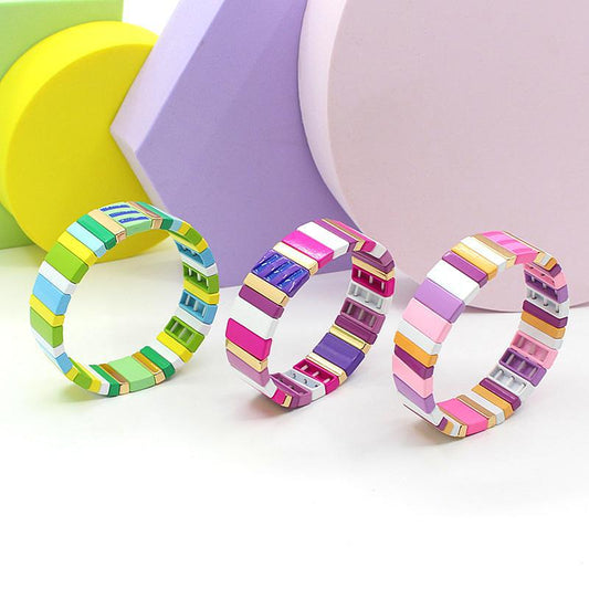 Hot selling enamel rainbow bracelet painted with oil and color matching