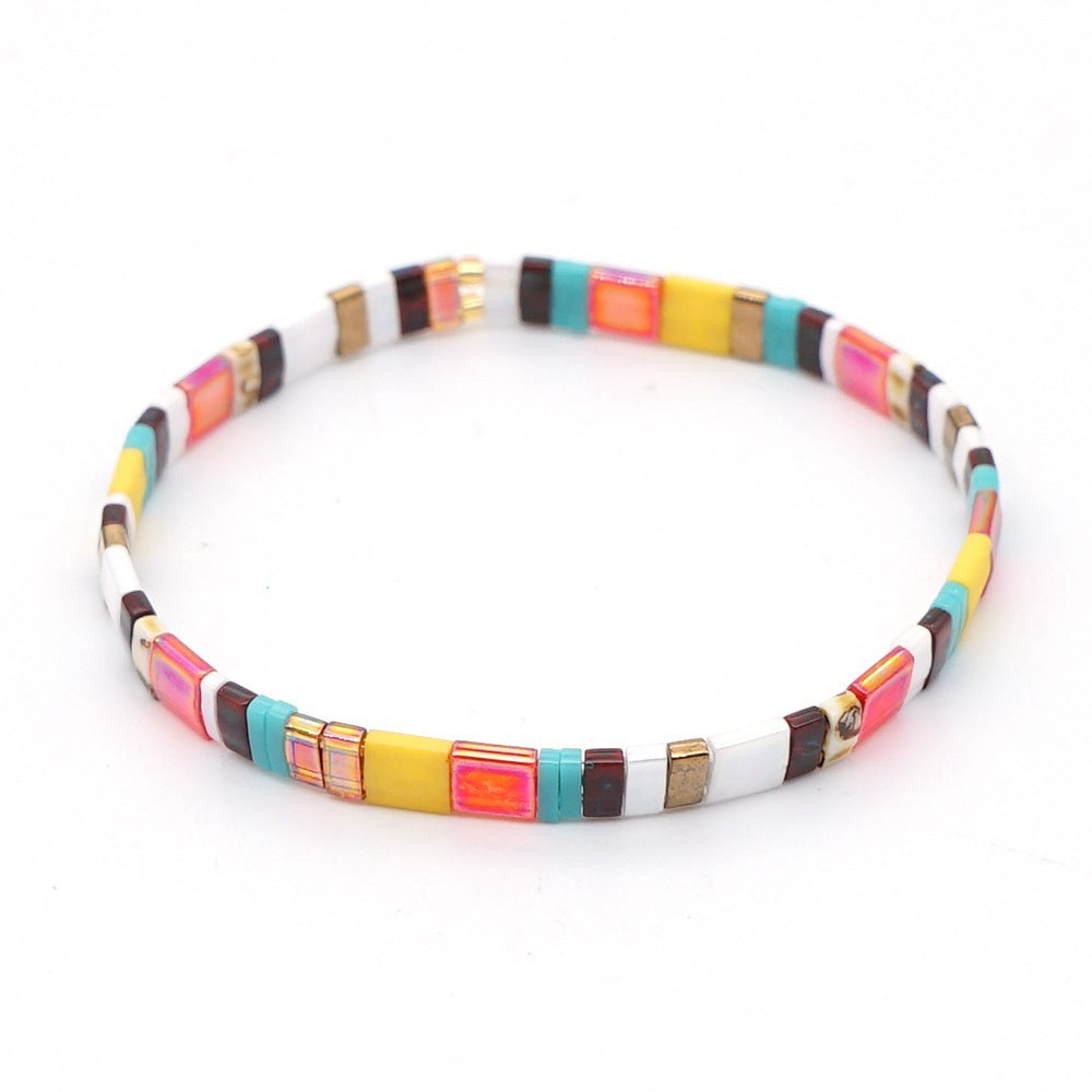 Minimalist Art Retro Bohemian Beach Style Tila Beads Popular Hand string Women's Bracelet